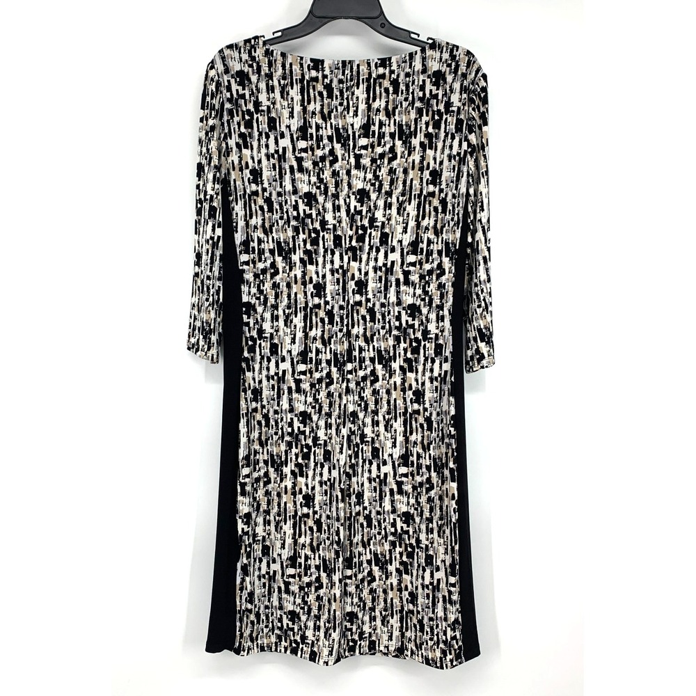 Lauren Ralph Lauren Dress Womens 16 Black Geo Print Colorblock 3/4 Sleeve Jersey - Picture 7 of 10